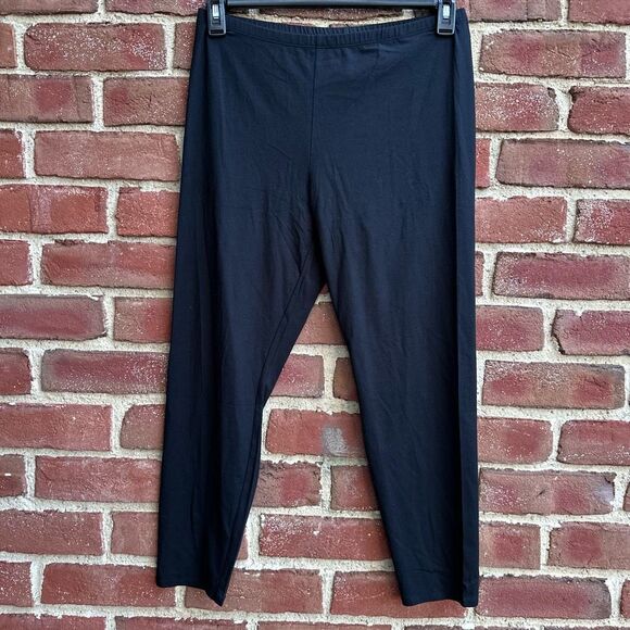 Eileen Fisher Stretch Organic Cotton Ankle Leggings Black XXS NEW - Picture 1 of 4
